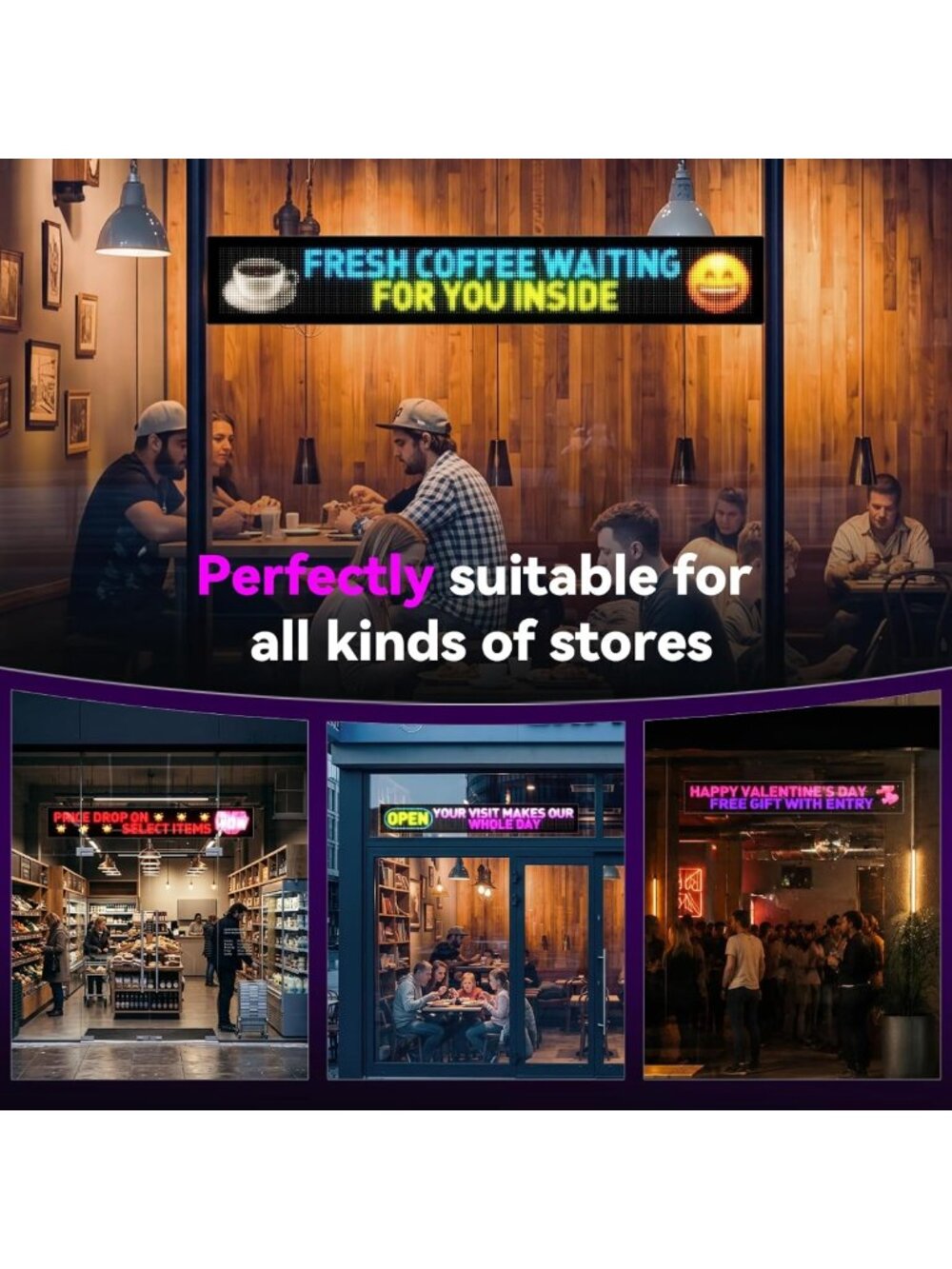 Customizable Full Color LED Sign - 43''x6.3'' Programmable Scrolling Display for - Picture 5 of 5
